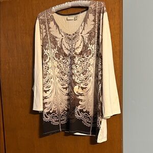 Chicos Elegant Brown and Cream Women's Top